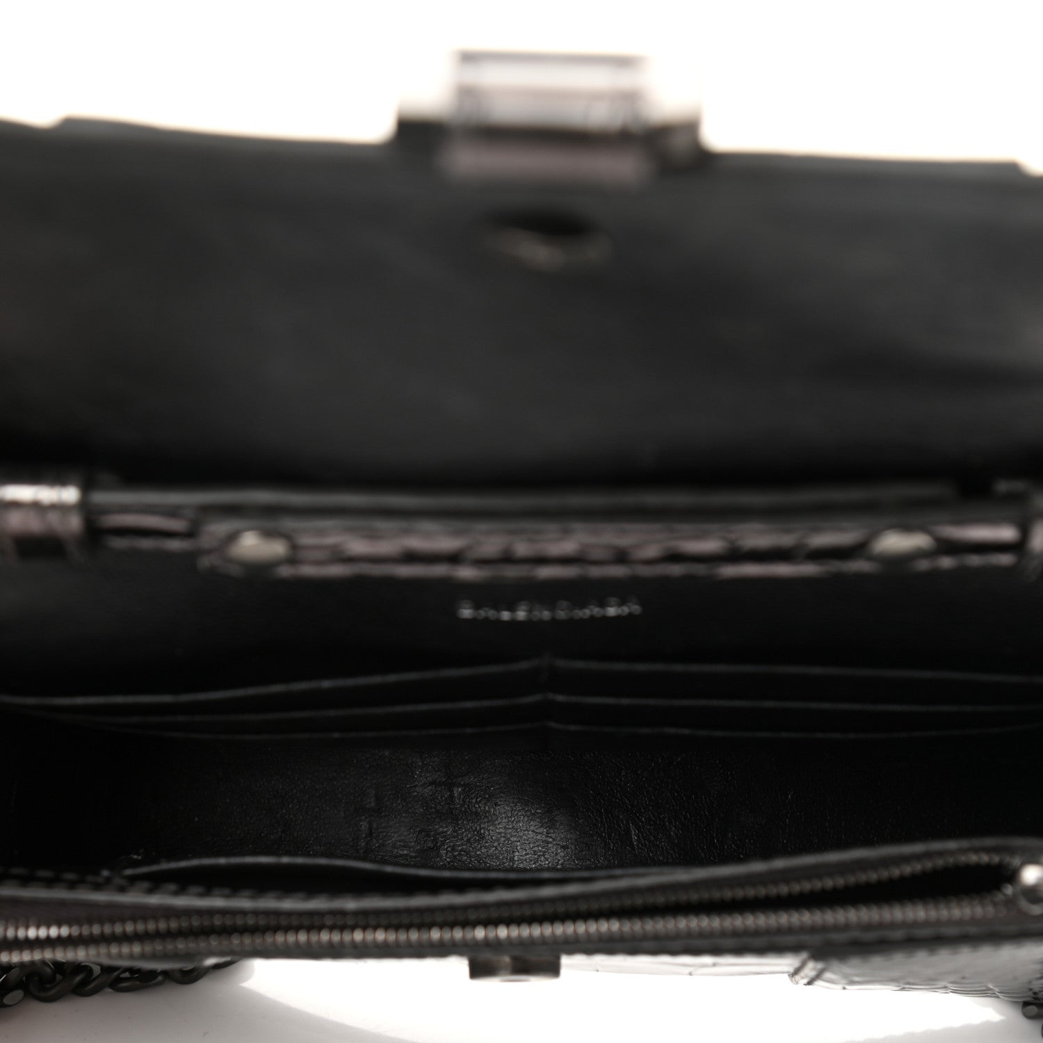 Balenciaga Shiny Calfskin Crocodile Embossed Hourglass Chain Bag Gunmetal 4 of 10