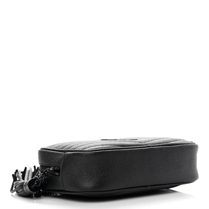 Saint Laurent Grain De Poudre Matelasse Monochrome Monogram Mini Lou Camera Bag Black 4 of 11