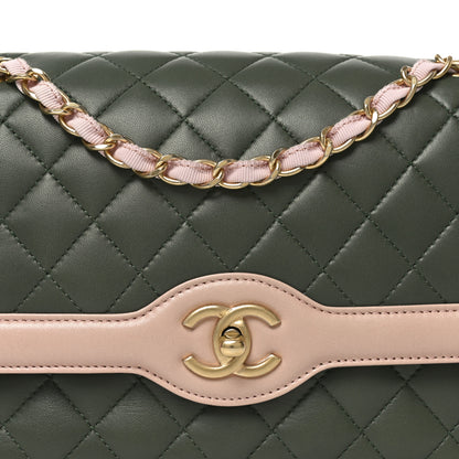 Chanel Lambskin Quilted Medium Bi-Color Flap Green Pink 8 of 10