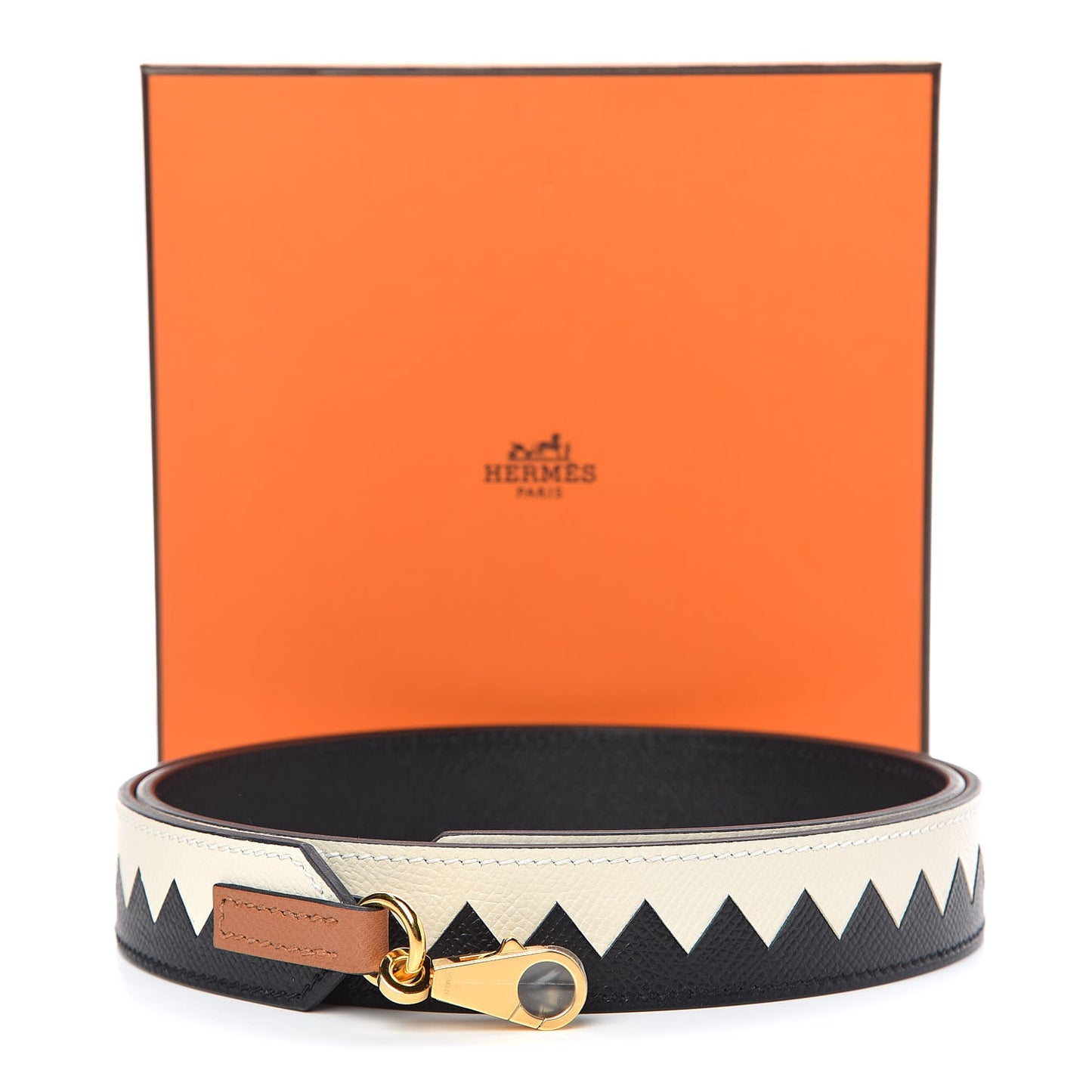 Epsom 30mm Tressage Au Galop Shoulder Strap Black Craie Gold
