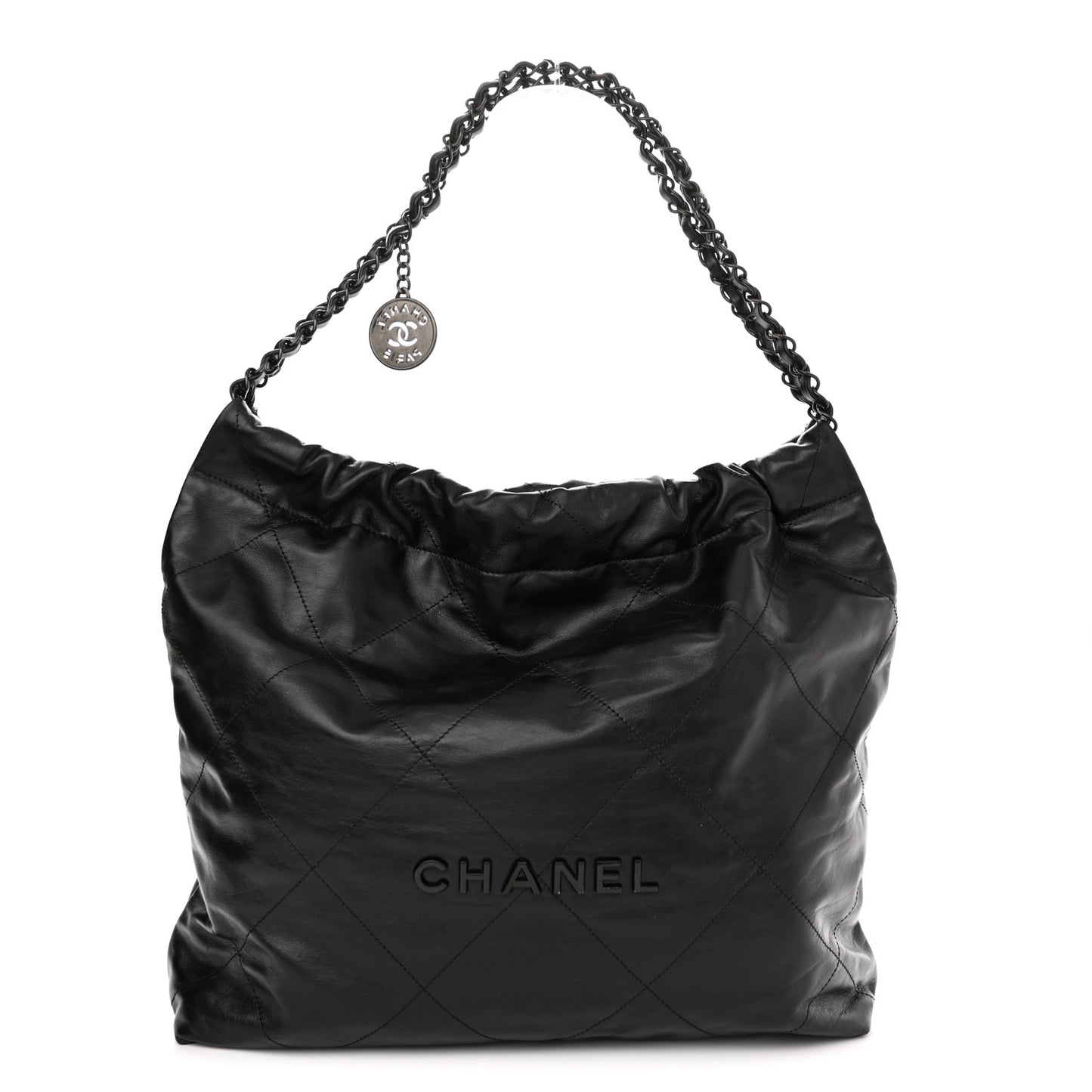 Shiny Calfskin Quilted Chanel 22 So Black