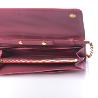 Prada Saffiano Metal Oro Chain Wallet Peonia 5 of 11