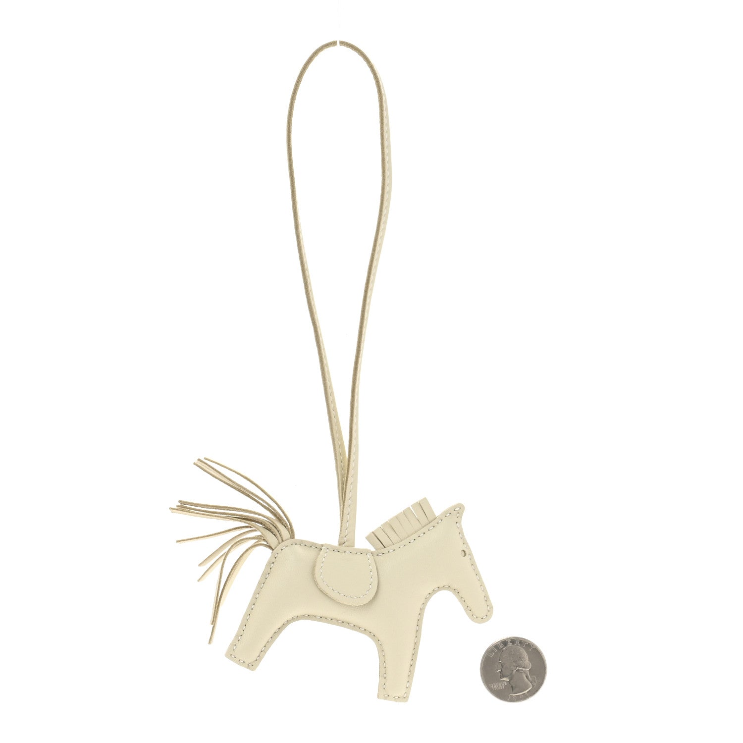Hermes Milo Lambskin Grigri Rodeo Horse Bag Charm PM Nata 2 of 4