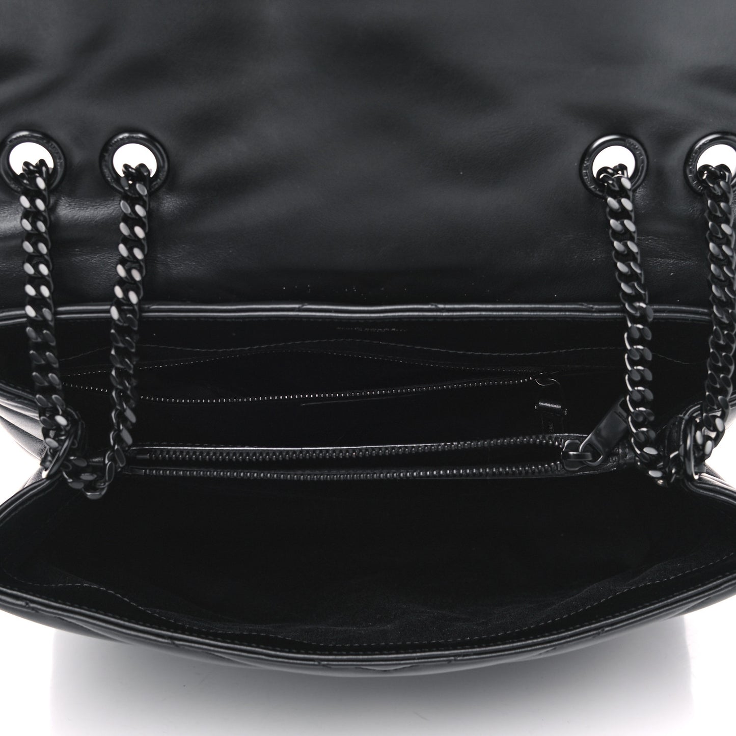 Calfskin Y Quilted Monogram Medium Loulou Chain Satchel Black