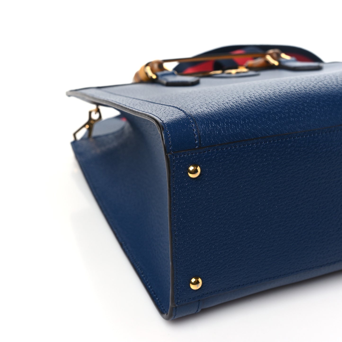 Textured Dollar Calfskin Web Medium Diana Tote Bag Royal Crop