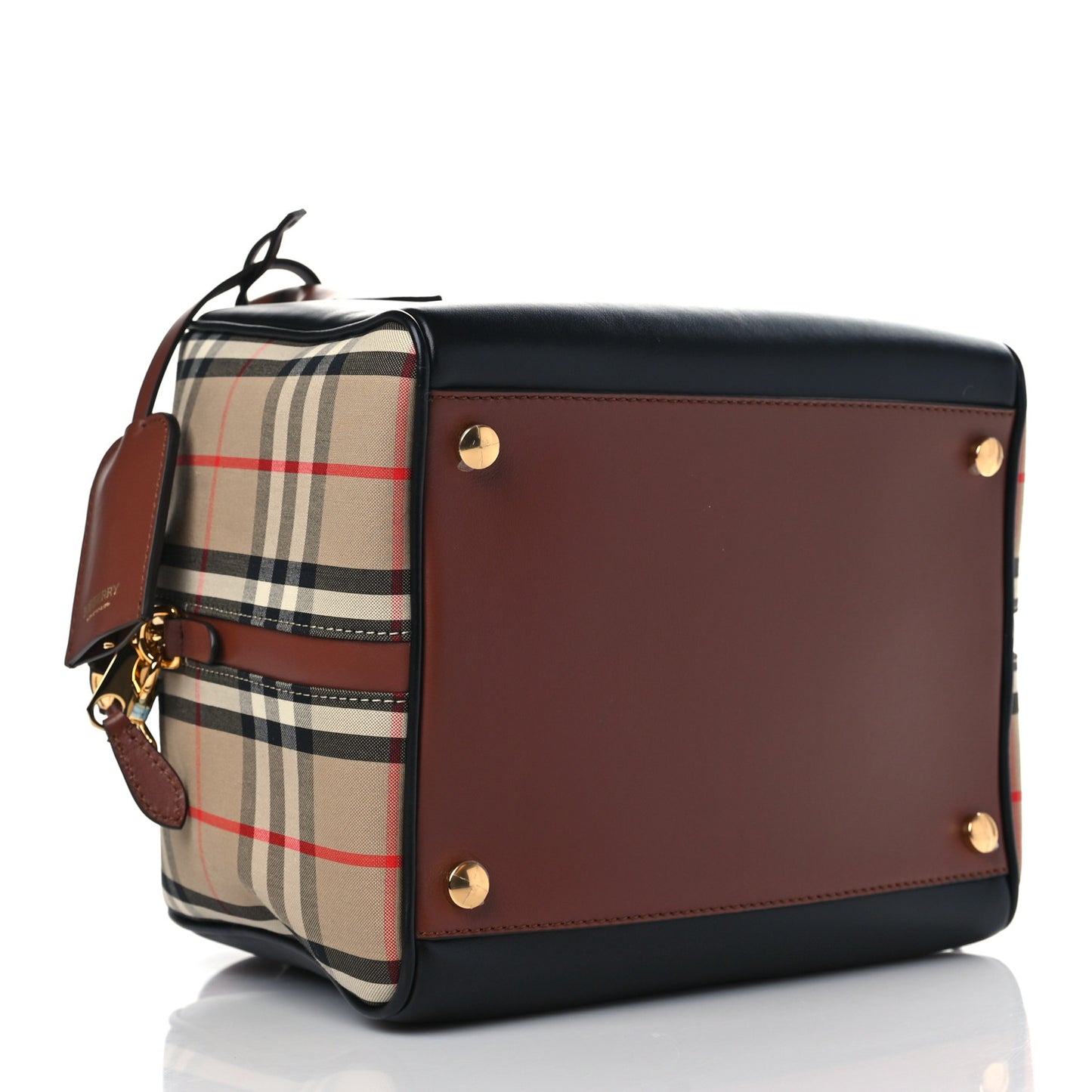Smooth Calfskin Small Cube Bowling Bag Black