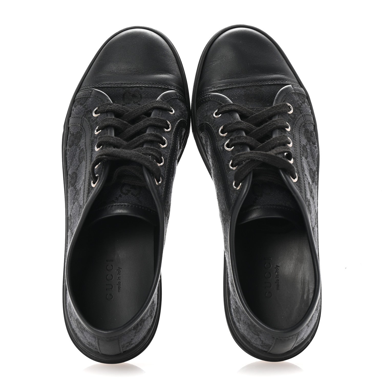 Gucci GG Monogram Calfskin Womens Low Top Sneakers 37 Piombo Black 3 of 20