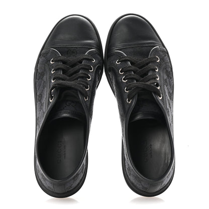 Gucci GG Monogram Calfskin Womens Low Top Sneakers 37 Piombo Black 3 of 20