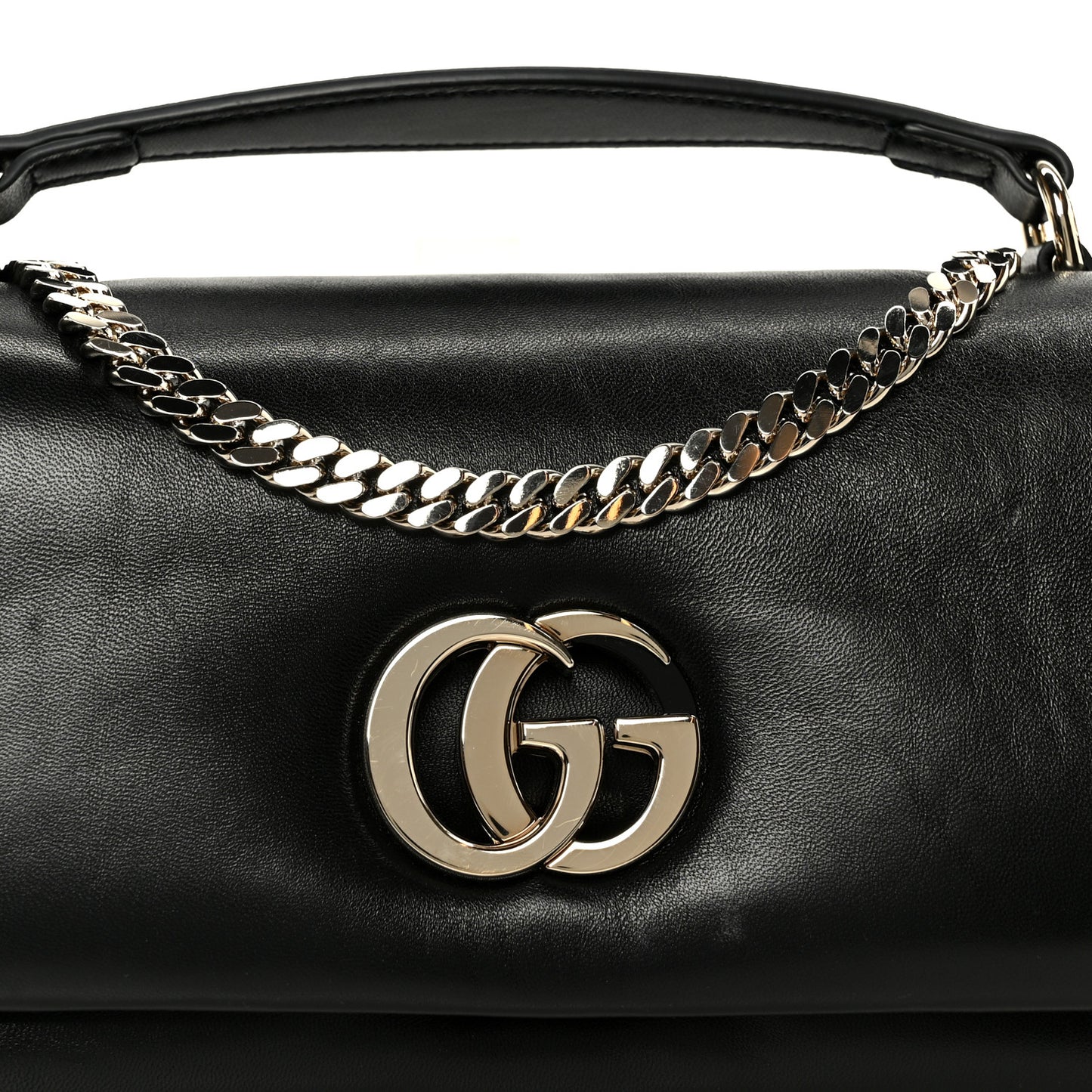 Lambskin Small GG Milano Top Handle Shoulder Bag Black
