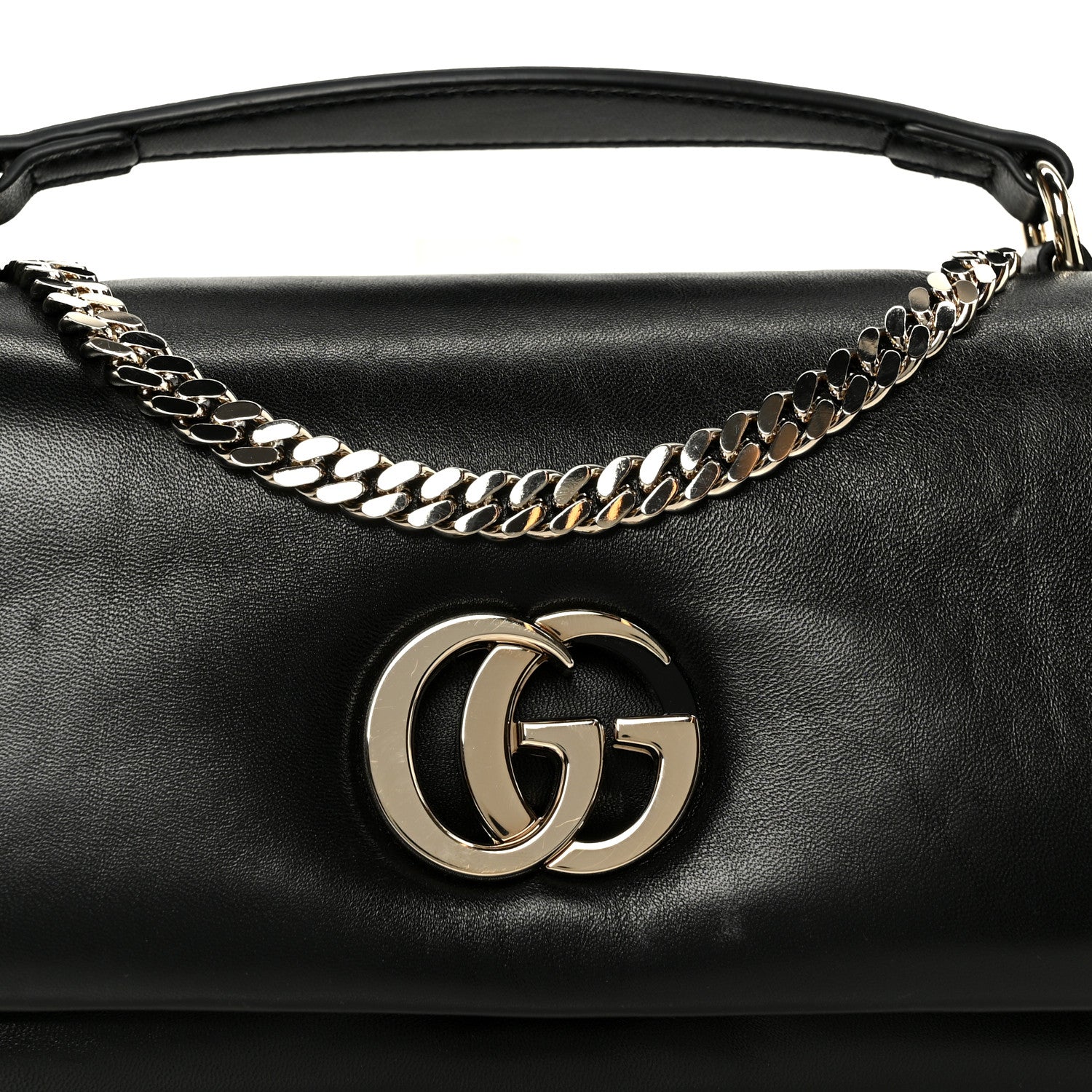 Gucci Lambskin Small GG Milano Top Handle Shoulder Bag Black 9 of 11