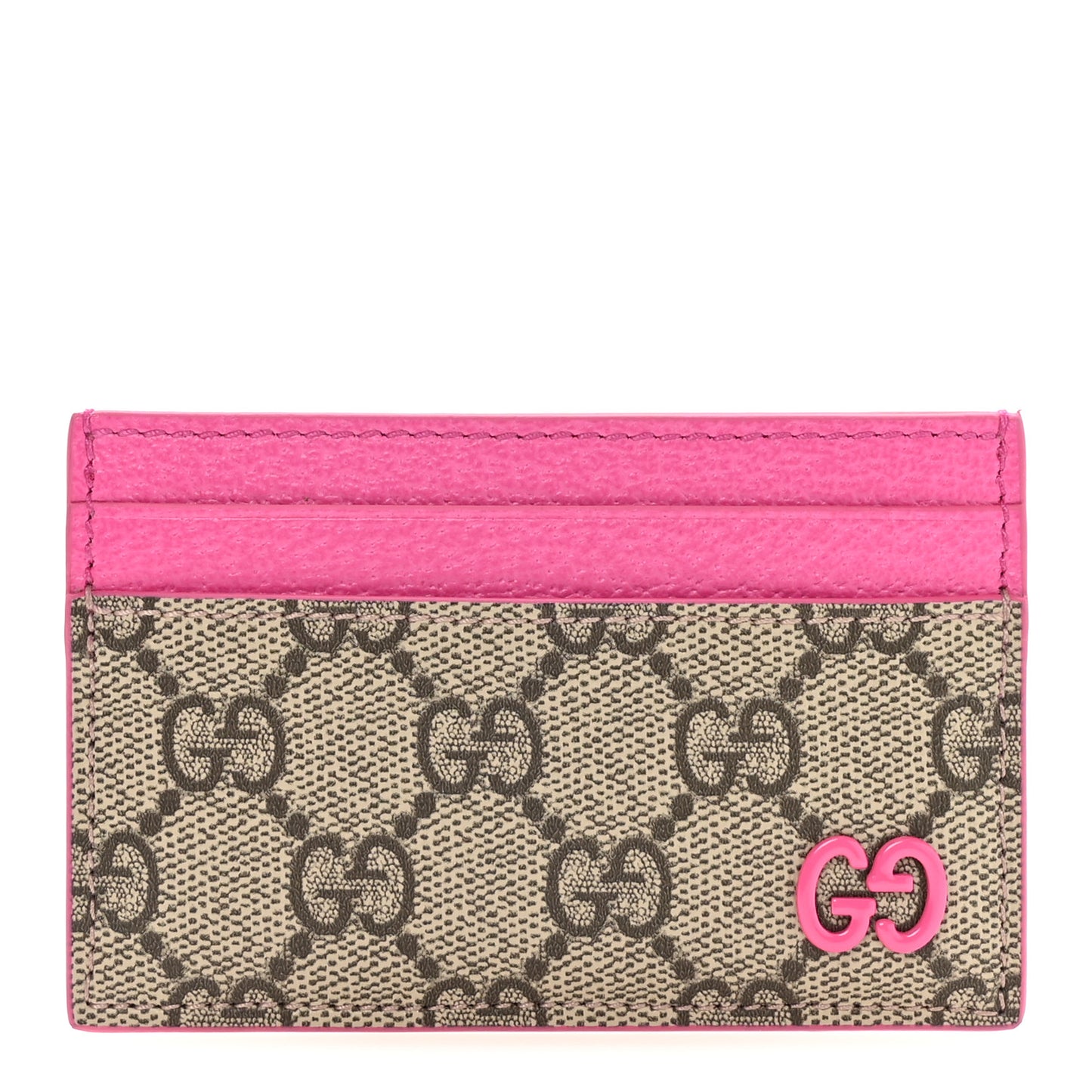 GG Supreme Monogram Bi-Color Card Holder Beige Ebony Pink