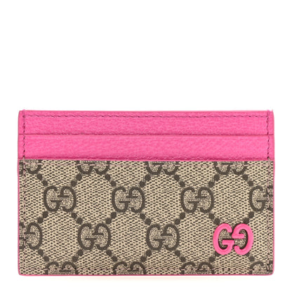 Gucci GG Supreme Monogram Bi-Color Card Holder Beige Ebony Pink 1 of 7