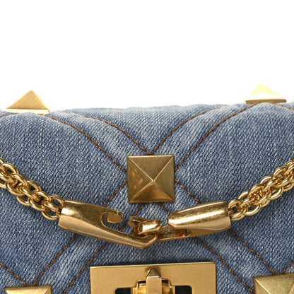 Valentino Garavani Denim Medium Roman Stud Shoulder Bag Light Denim Selleria 7 of 10