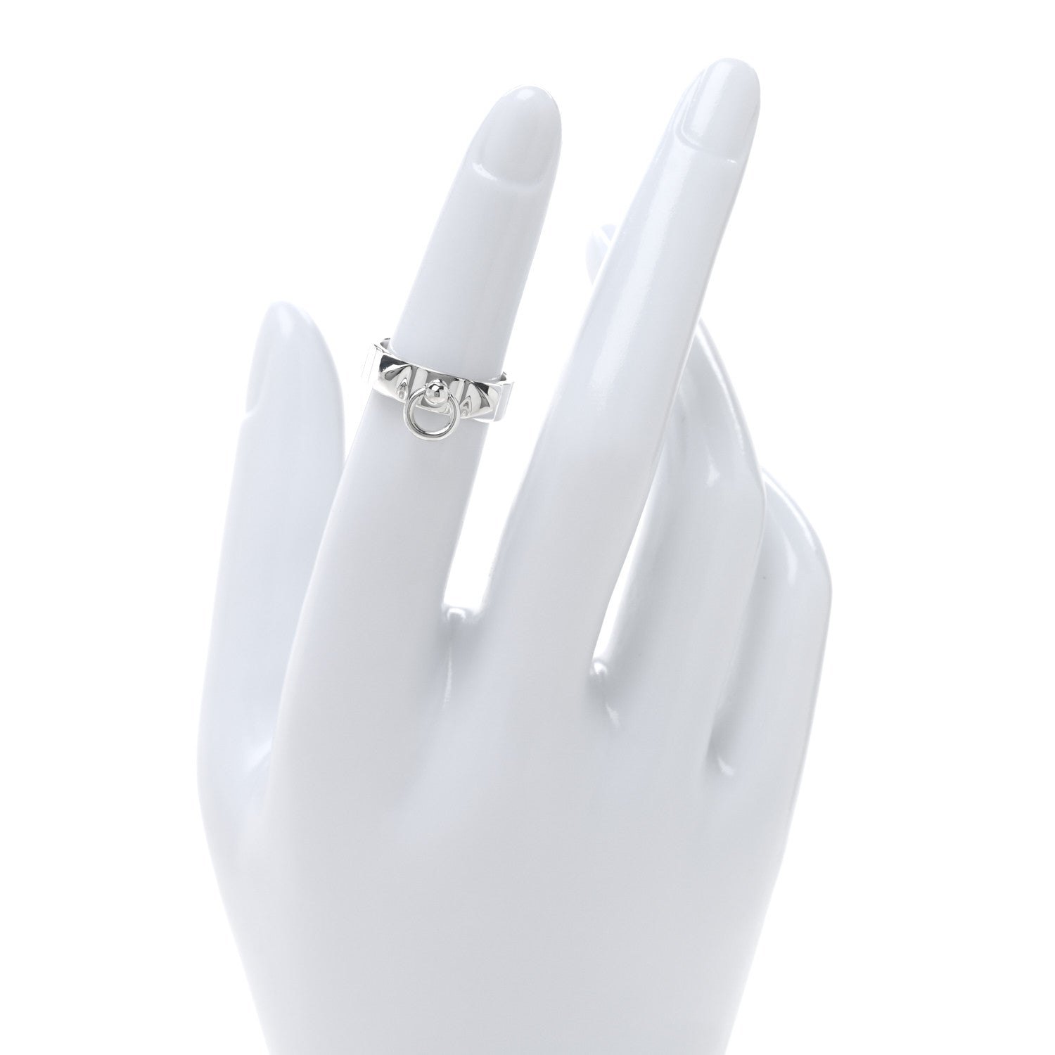 Hermes Sterling Silver PM Collier De Chien Ring 48 4.5 2 of 5