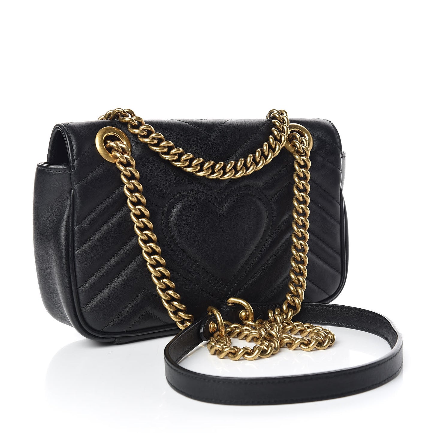 Calfskin Matelasse Mini GG Marmont Shoulder Bag Black