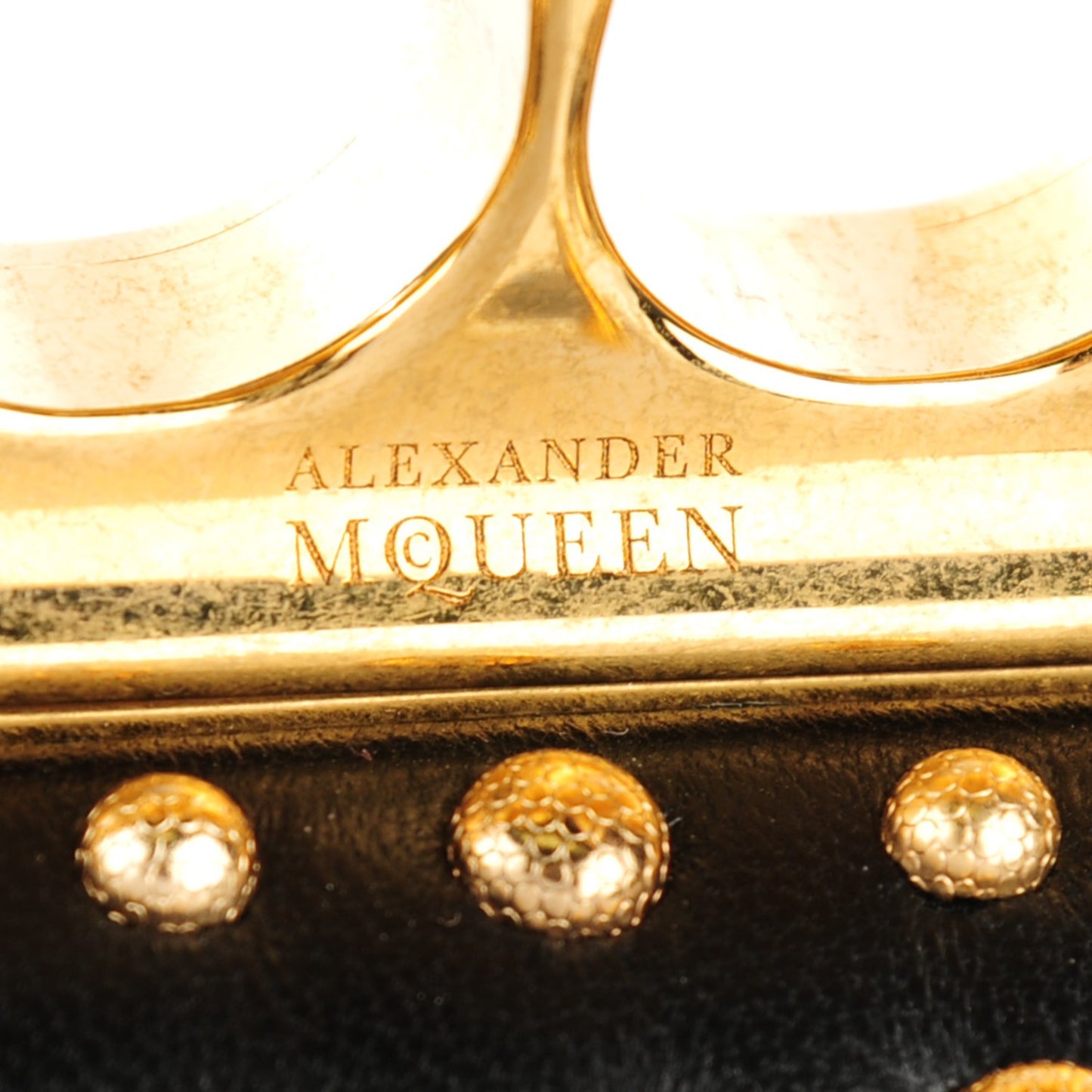 Nappa Studded Skull Knuckle Box Clutch Black