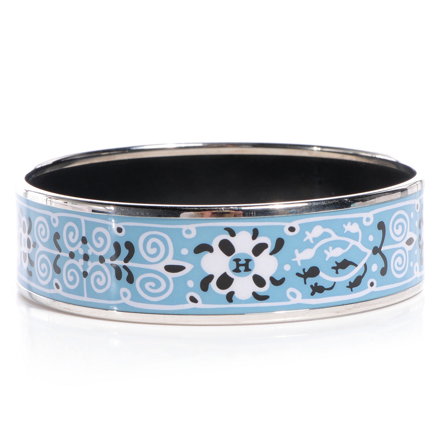 Enamel Printed Petits Chevaux De Hongrie Wide Bracelet 70 Bleu