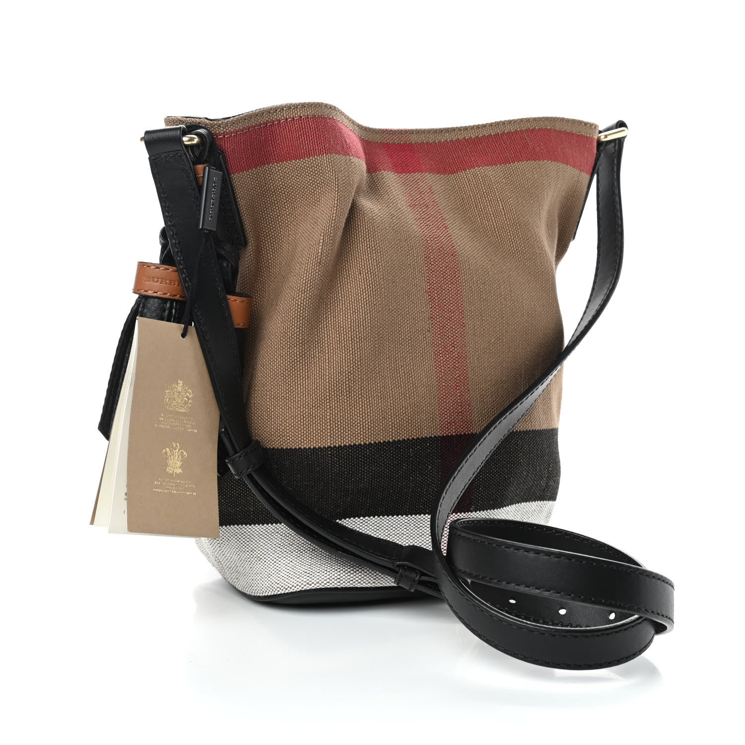 Burberry Canvas Mega Check Mini Ashby Tassel Crossbody Black 4 of 10