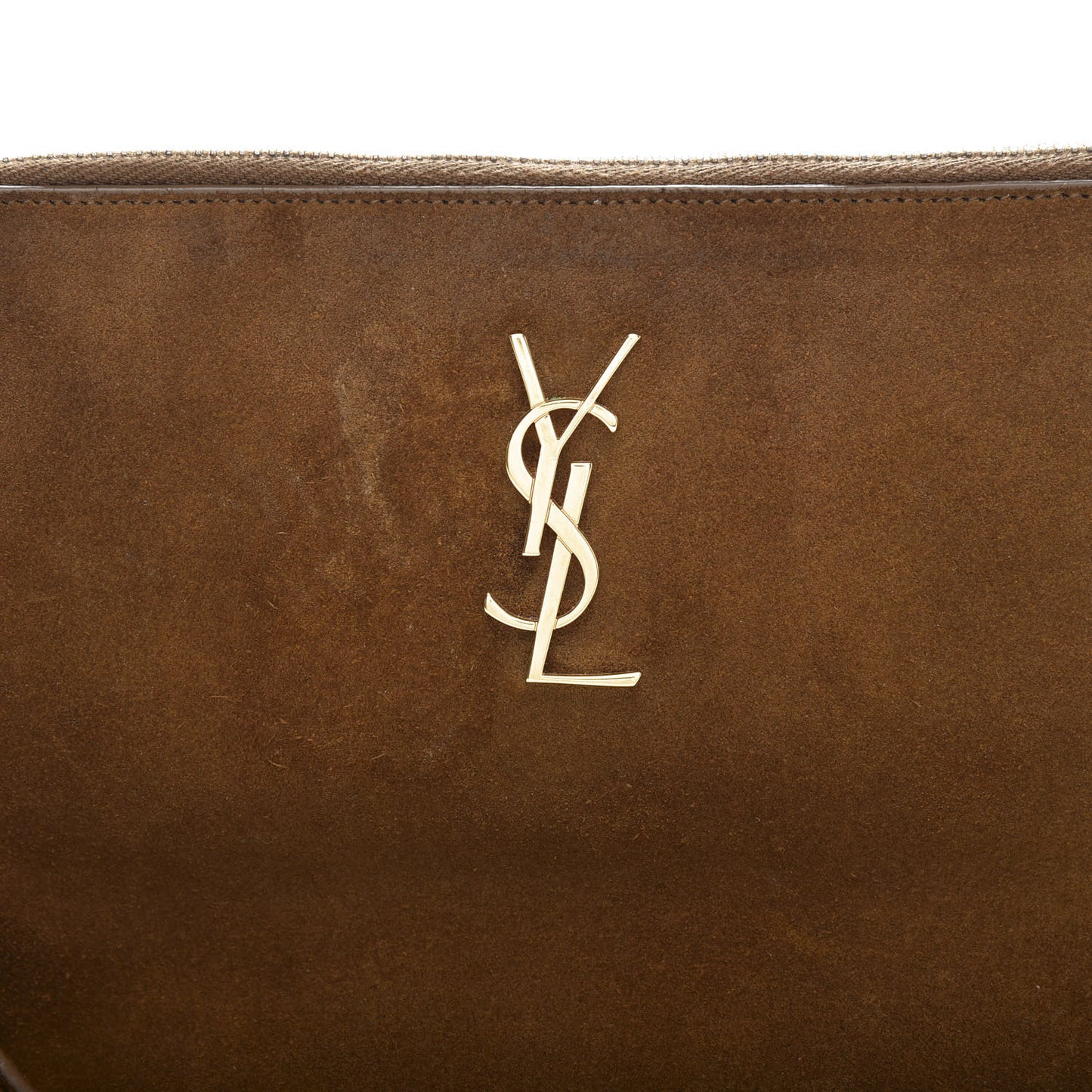 Suede Calfskin Small Fringe Clutch Brown