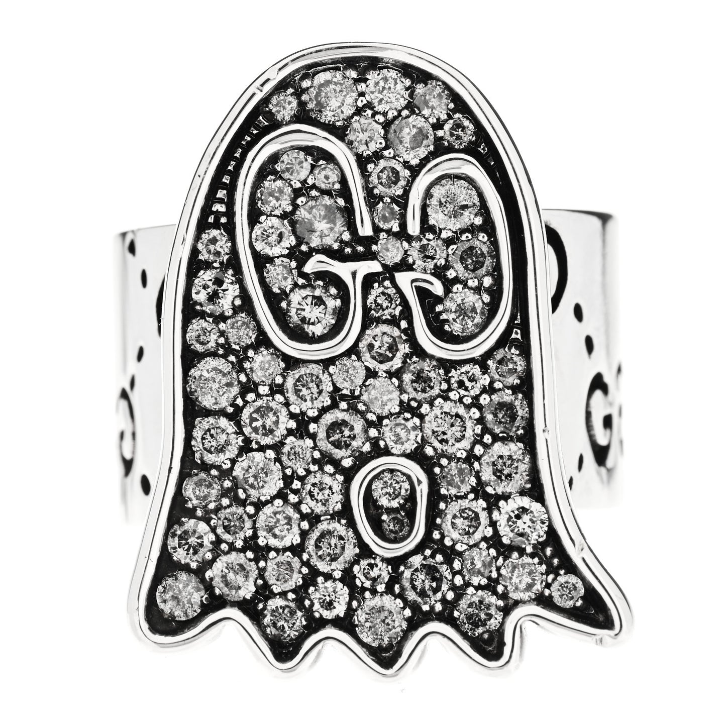 Sterling Silver Grey Diamond GucciGhost Ghost Ring 48 4.5