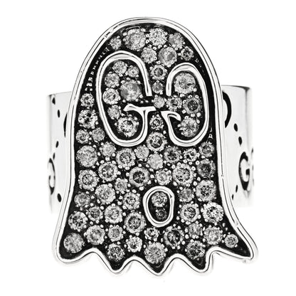 Gucci Sterling Silver Grey Diamond GucciGhost Ghost Ring 48 4.5 1 of 7