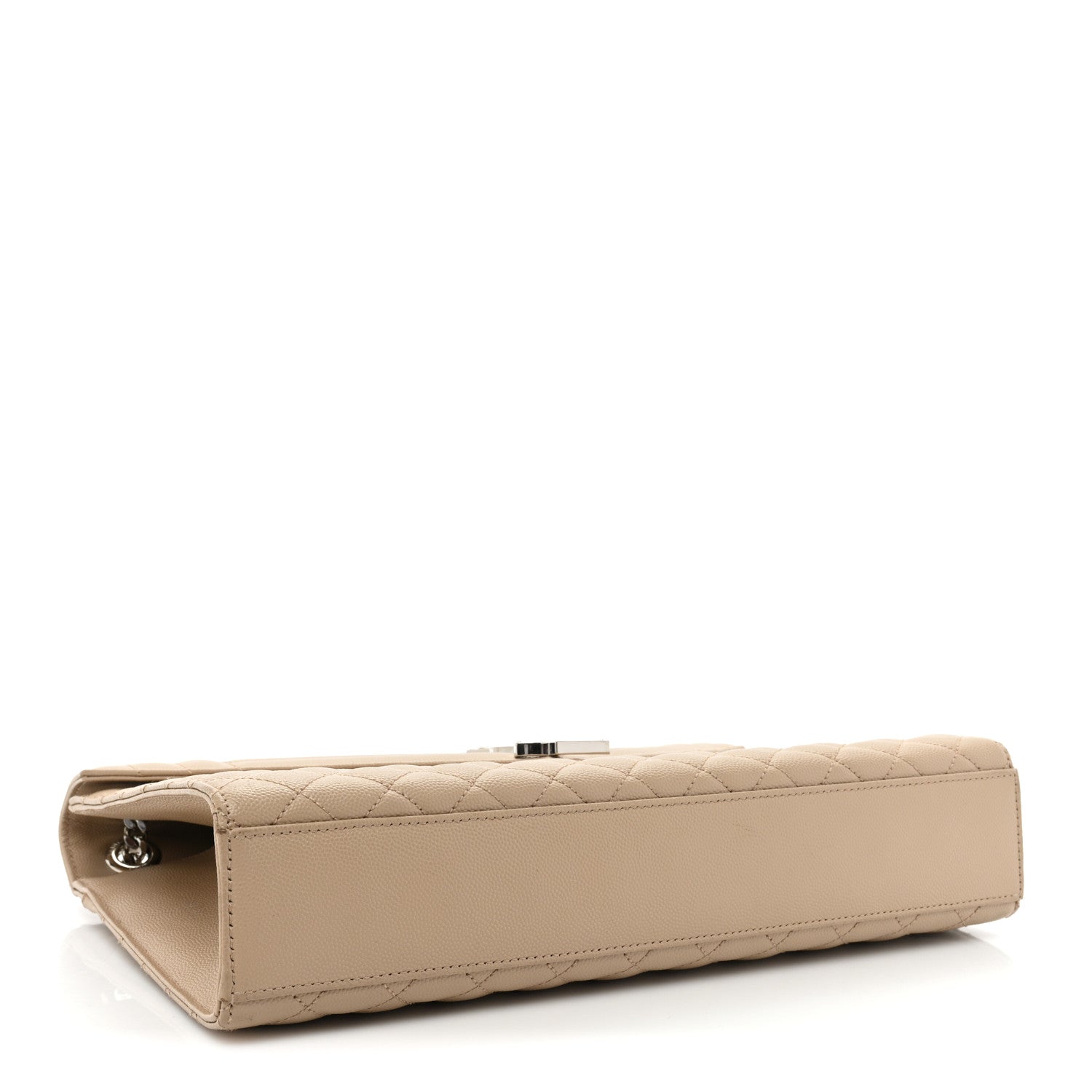 Saint Laurent Grain De Poudre Mixed Matelasse Large Triquilt Monogram Satchel Dark Beige 4 of 15