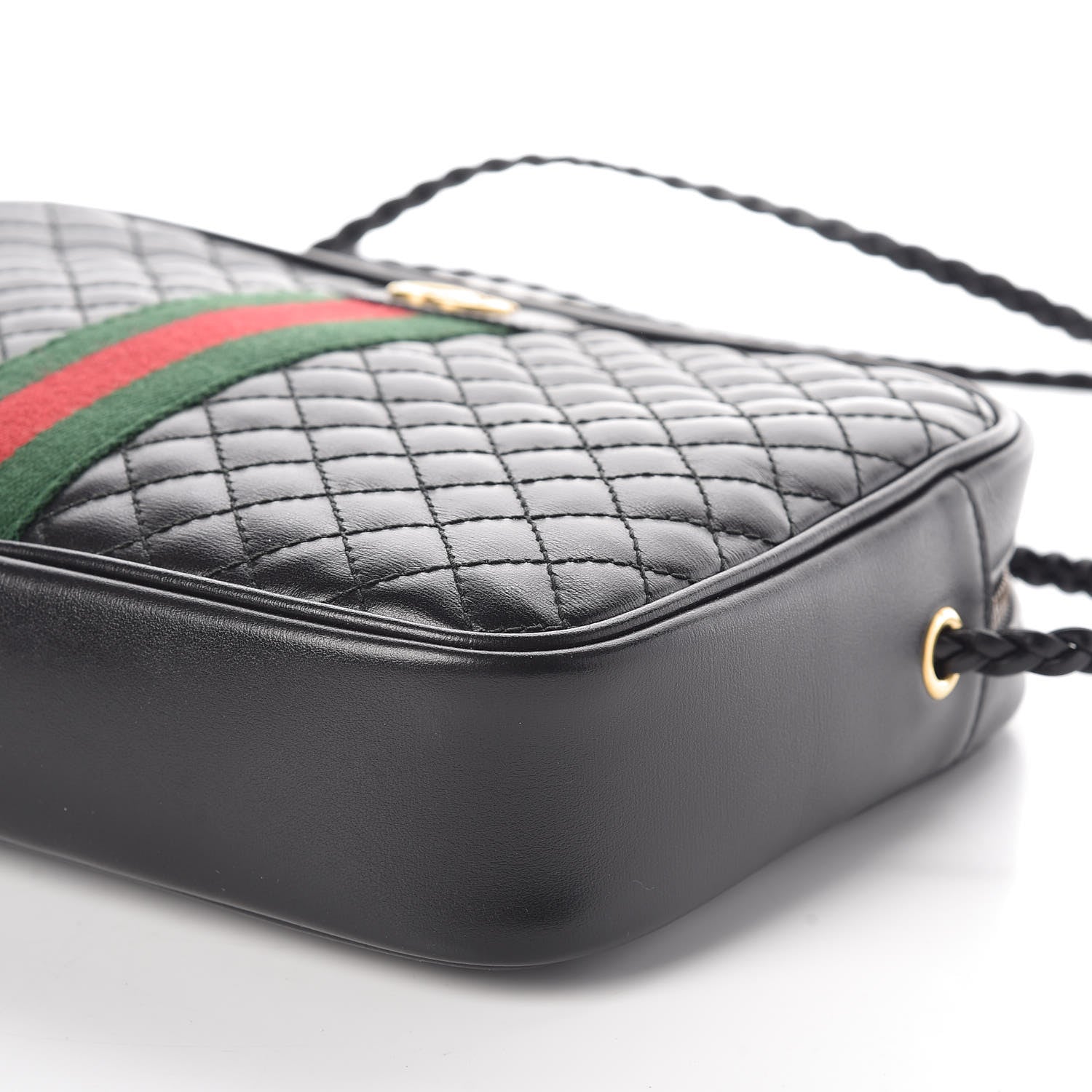 Gucci Calfskin Web Trapuntata Small GG Shoulder Bag Black 6 of 9