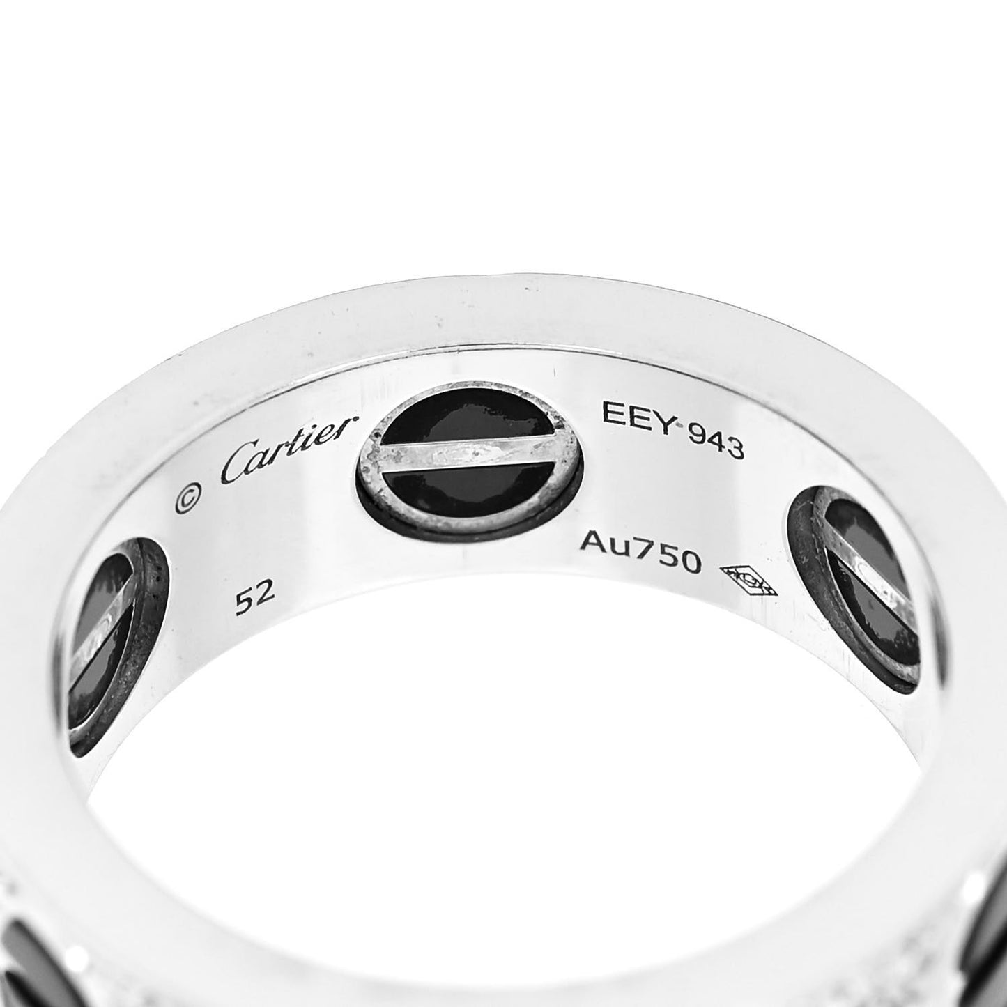 18K White Gold Diamond Ceramic LOVE Paved Ring 52 6