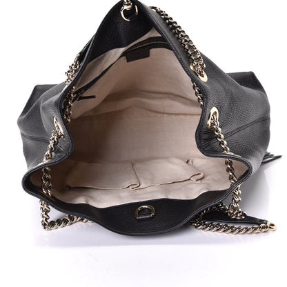 Gucci Pebbled Calfskin Medium Soho Chain Shoulder Bag Black 4 of 5