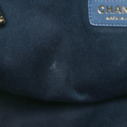 Chanel Mixed Fibers Striped Small Deauville Tote Navy Blue 11 of 12