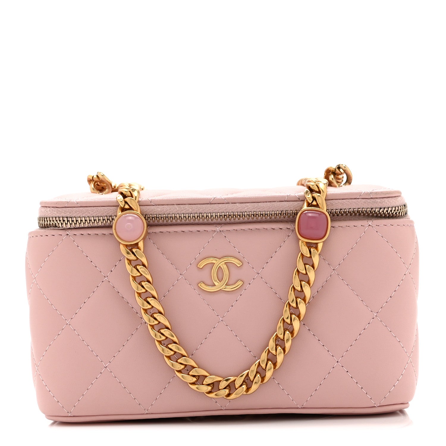 Chanel Caviar Quilted Pearl Enamel Small Vanity Case With Chain Light Pink 1 of 11
