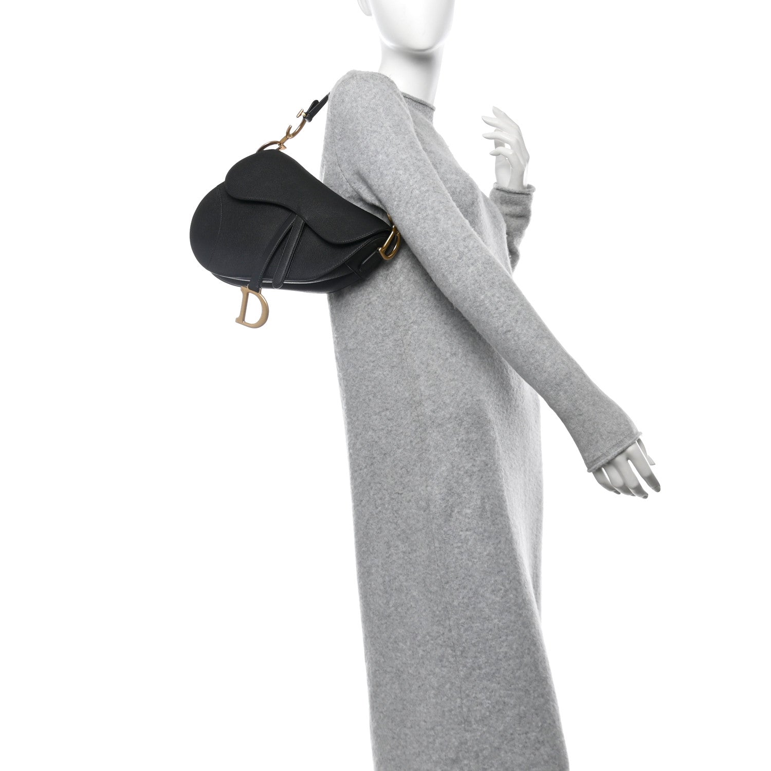 Christian Dior Grained Calfskin Saddle Bag Black 2 of 10