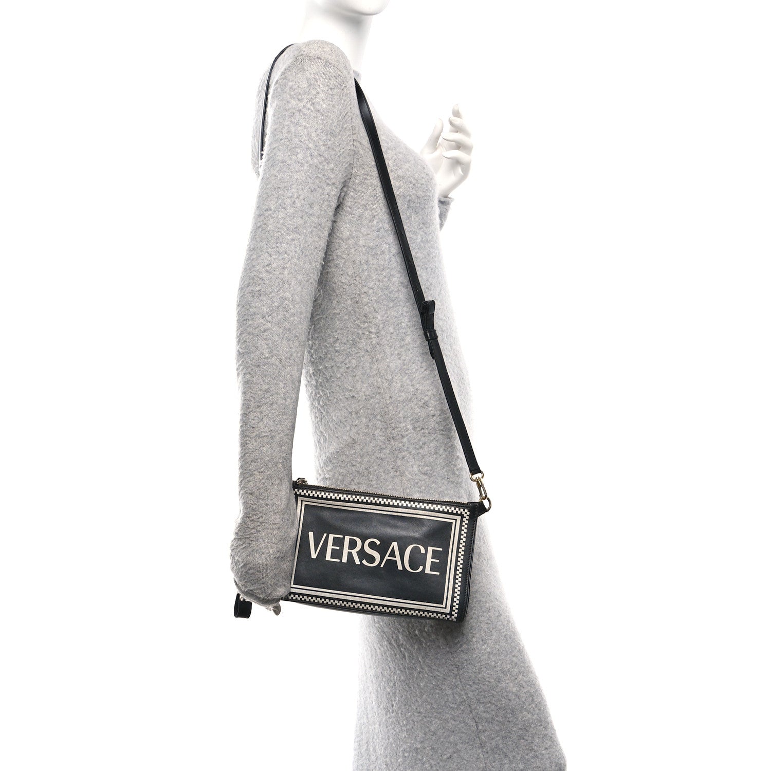 Versace Calfskin 90s Logo Pouch Black 2 of 10