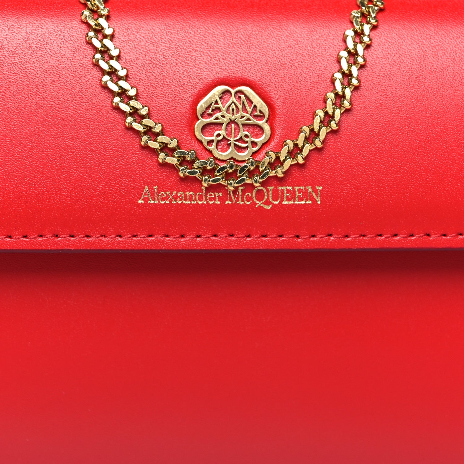 Alexander McQueen Calfskin Wallet on Chain Red 8 of 10