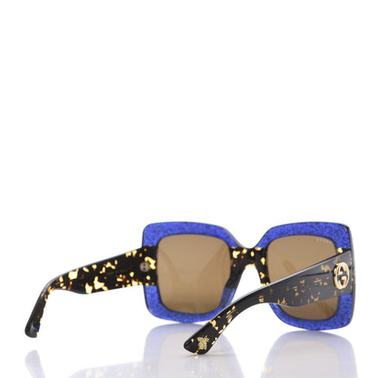 Gucci Square Frame GG0083S Sunglasses Glitter Blue Havana Brown 4 of 7