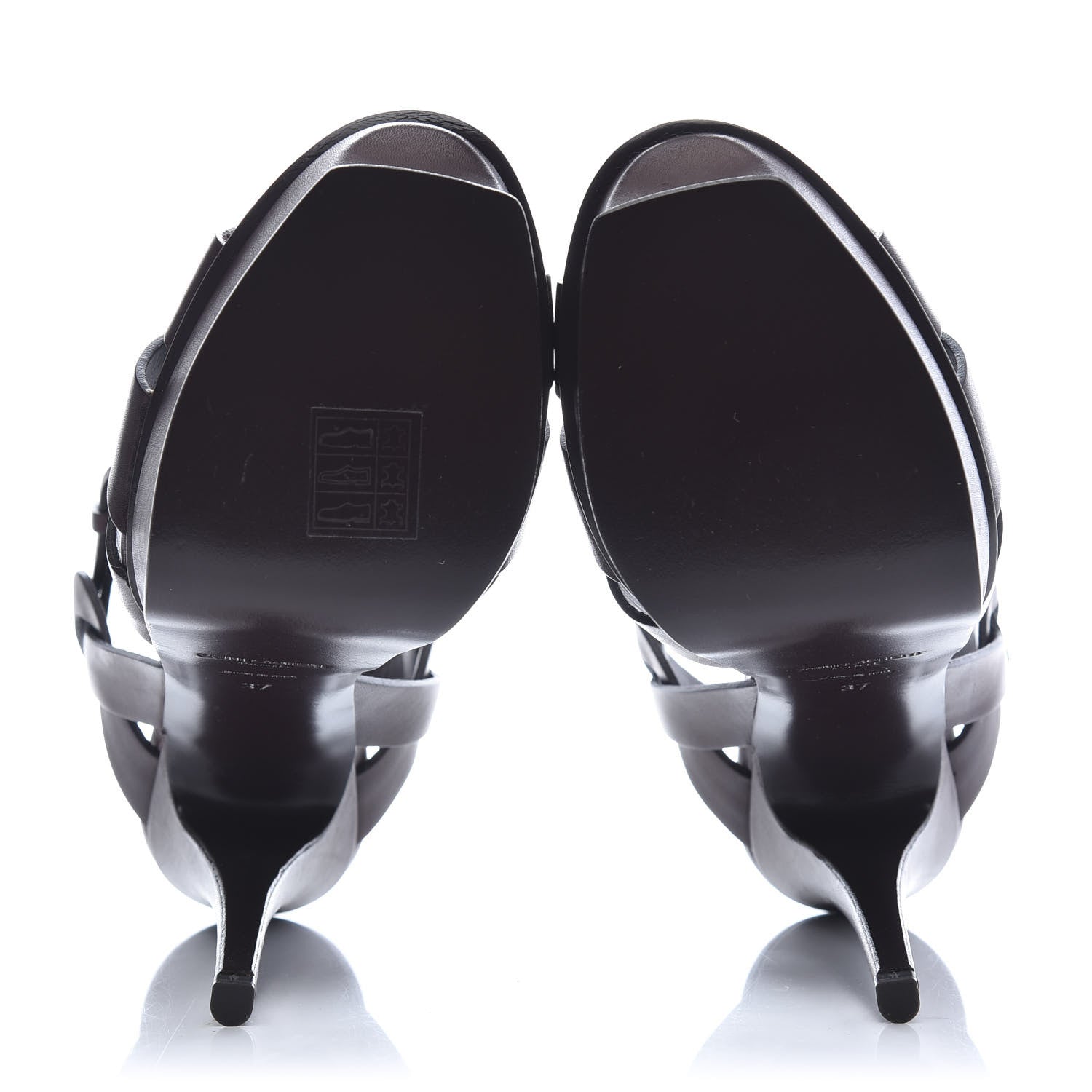 Saint Laurent Calfskin Tribute 105 Platform Sandals 37 Bordeaux 5 of 9