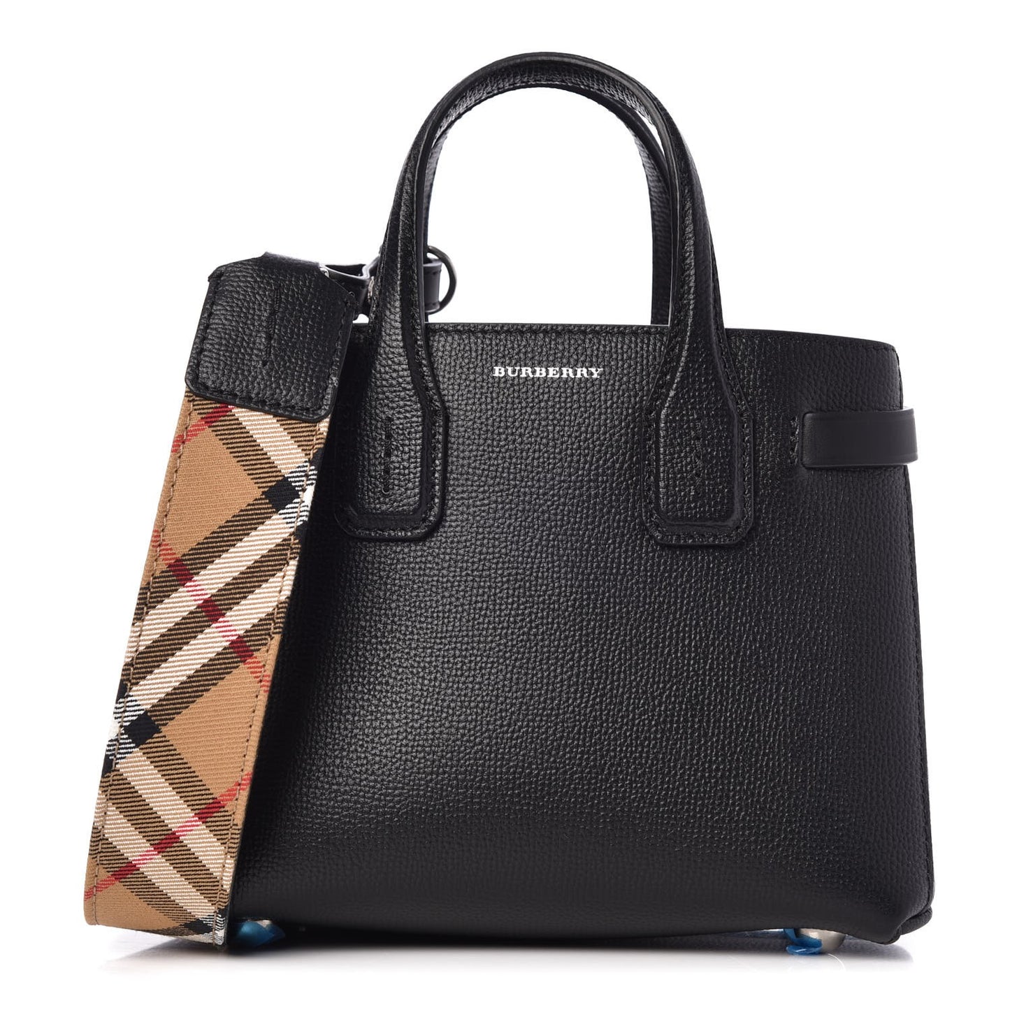 Grainy Calfskin House Check Baby Banner Tote Black