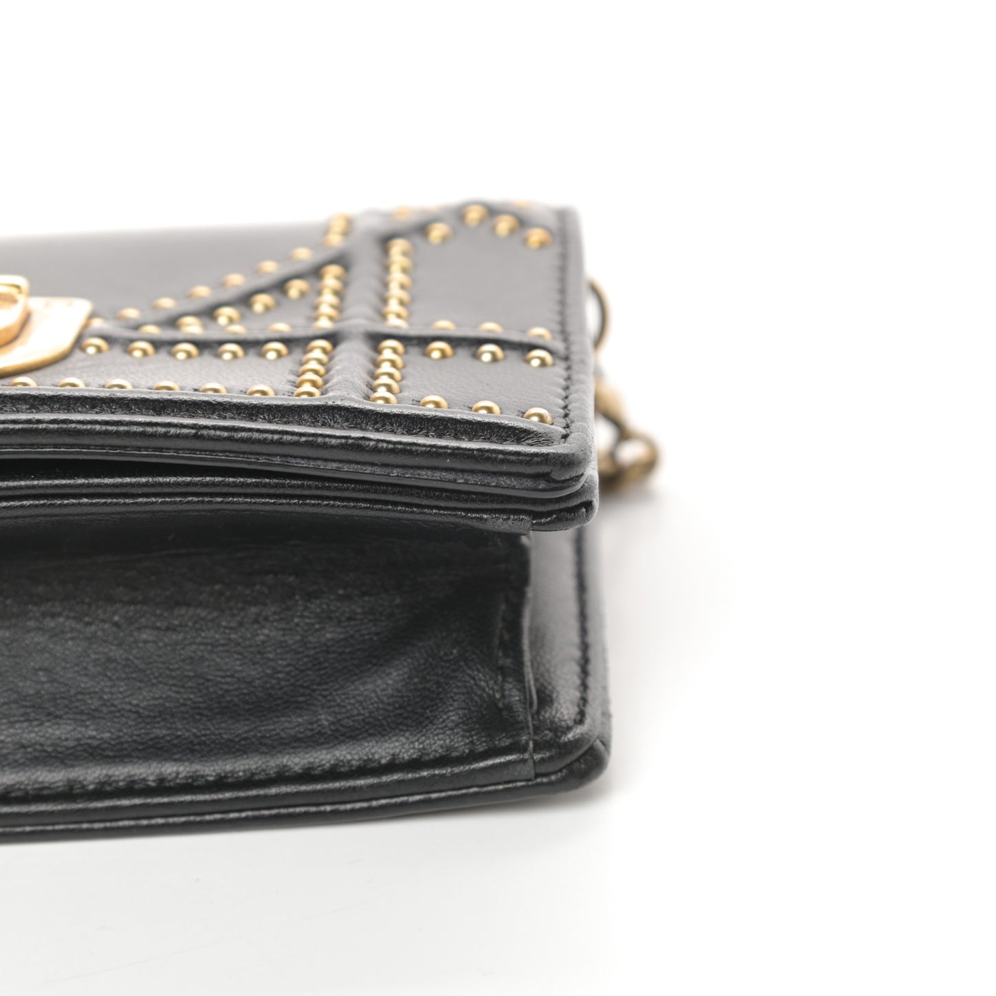 Lambskin Studded Micro Diorama Flap Bag Black