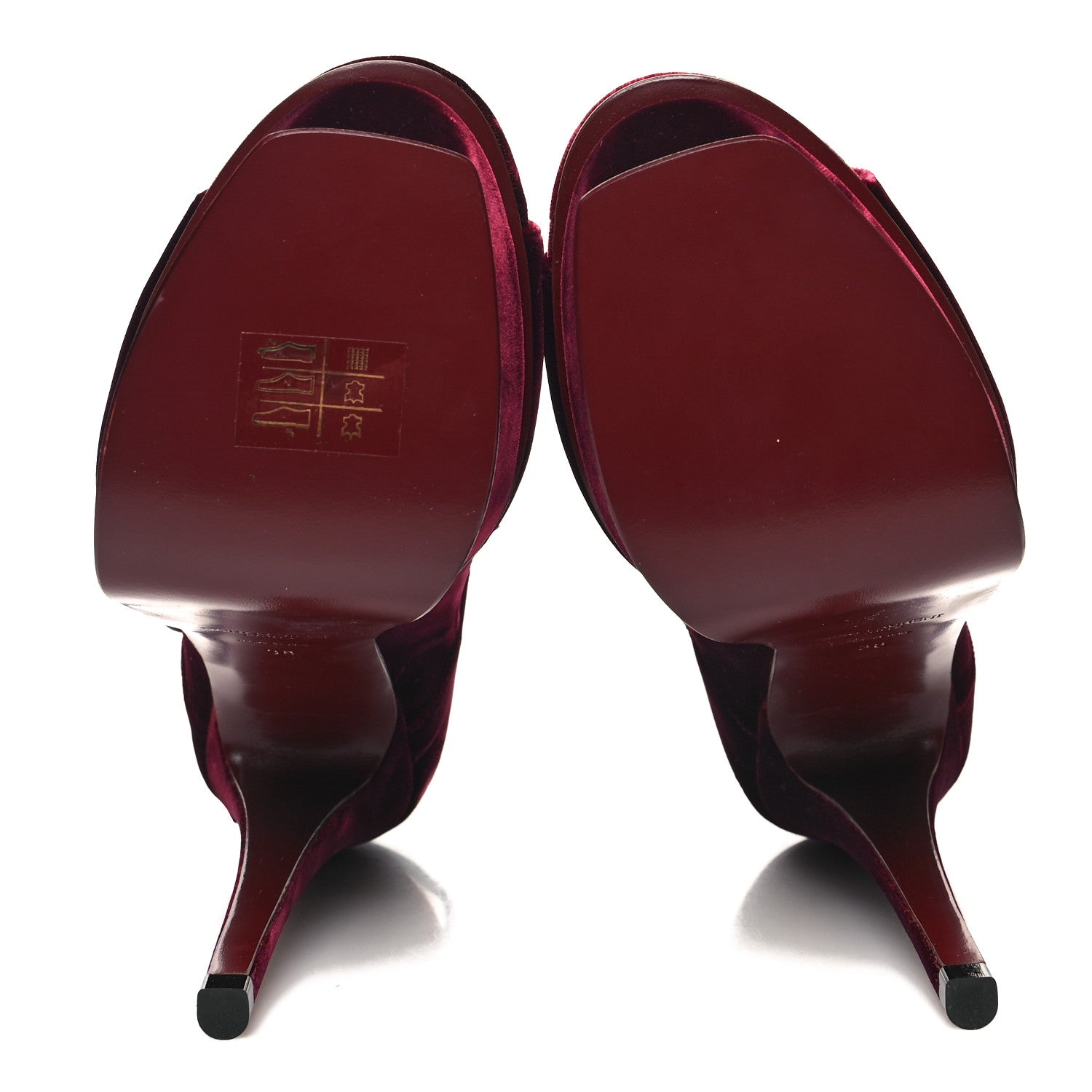 Saint Laurent Velluto Master Lace Up Tribute 105 Platform Sandals 38 Burgundy 5 of 8
