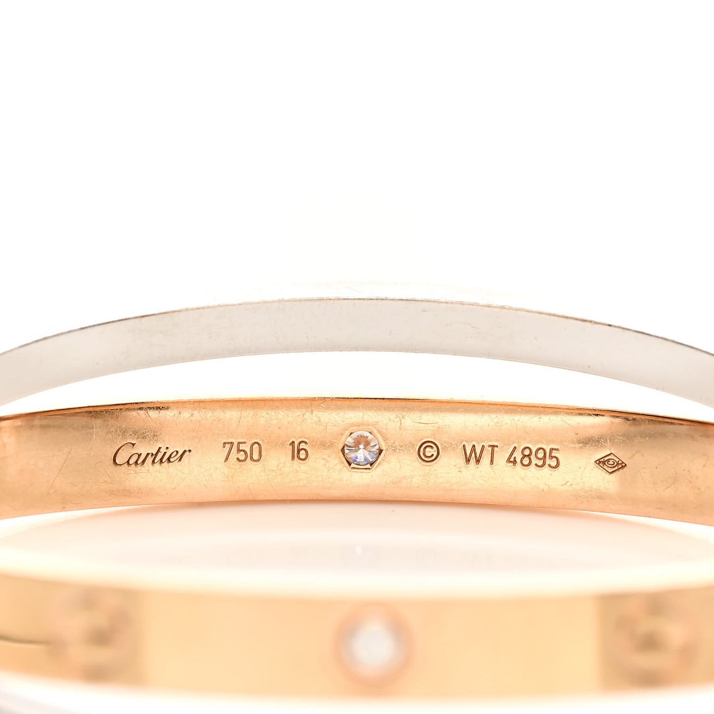 18K Pink White Gold Diamond Double LOVE Paved Bracelet 16