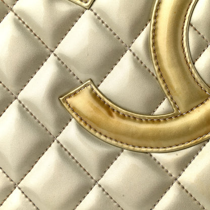 Chanel Patent Quilted Grand Shopping Tote GST Silver Gold 21 of 24