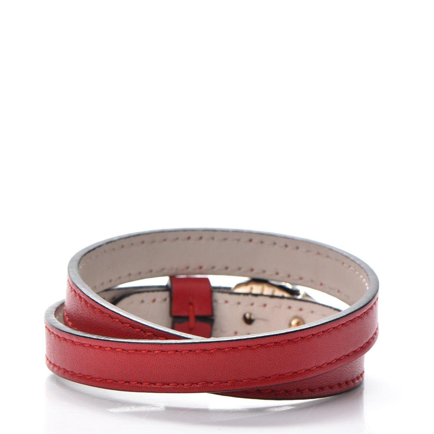 Bulgari Calfskin Serpenti Forever Double Coil Bracelet M Red 3 of 6