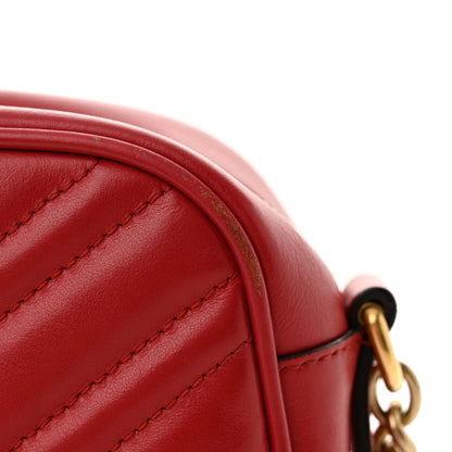 Gucci Calfskin Matelasse Small GG Marmont Chain Shoulder Bag Hibiscus Red 13 of 17