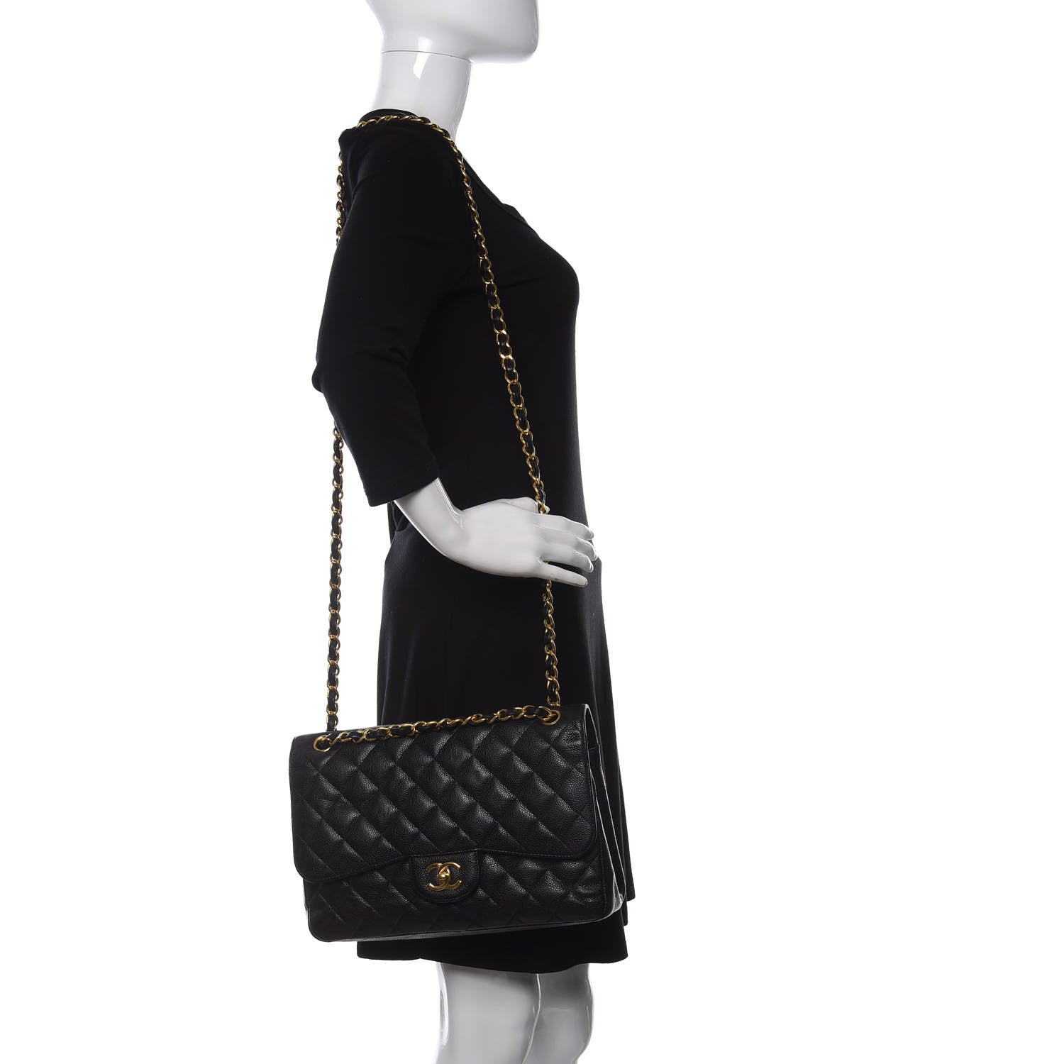 Chanel Caviar Quilted Jumbo Double Flap Black 2 of 13