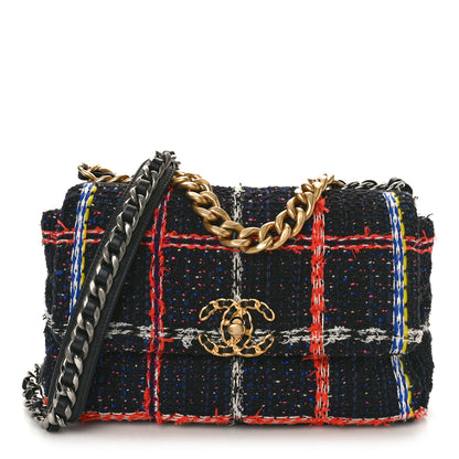 Chanel Tweed Quilted Medium Chanel 19 Flap Black Multicolor 1 of 11