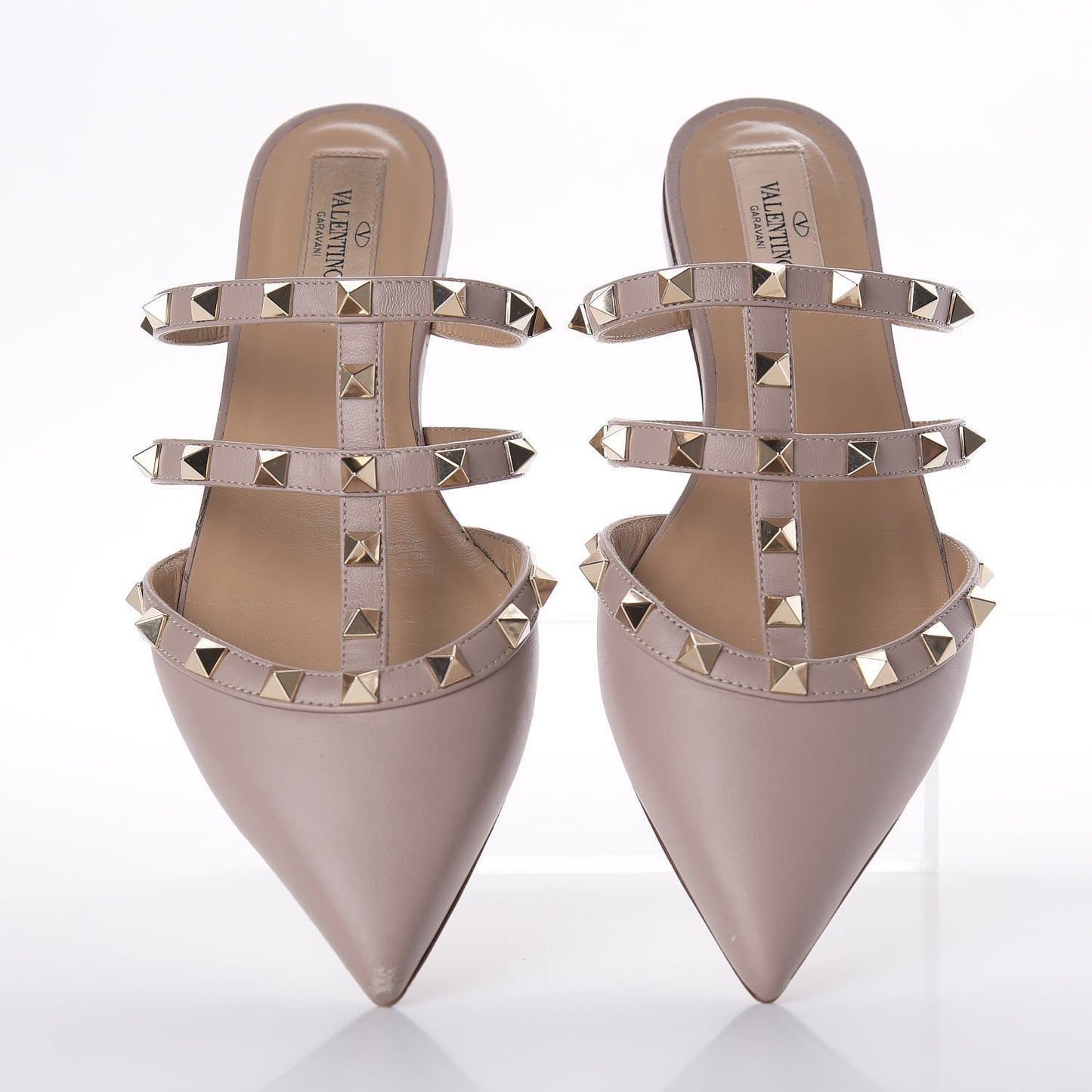Nappa Rockstud Flat Cage Mules 36.5 Poudre