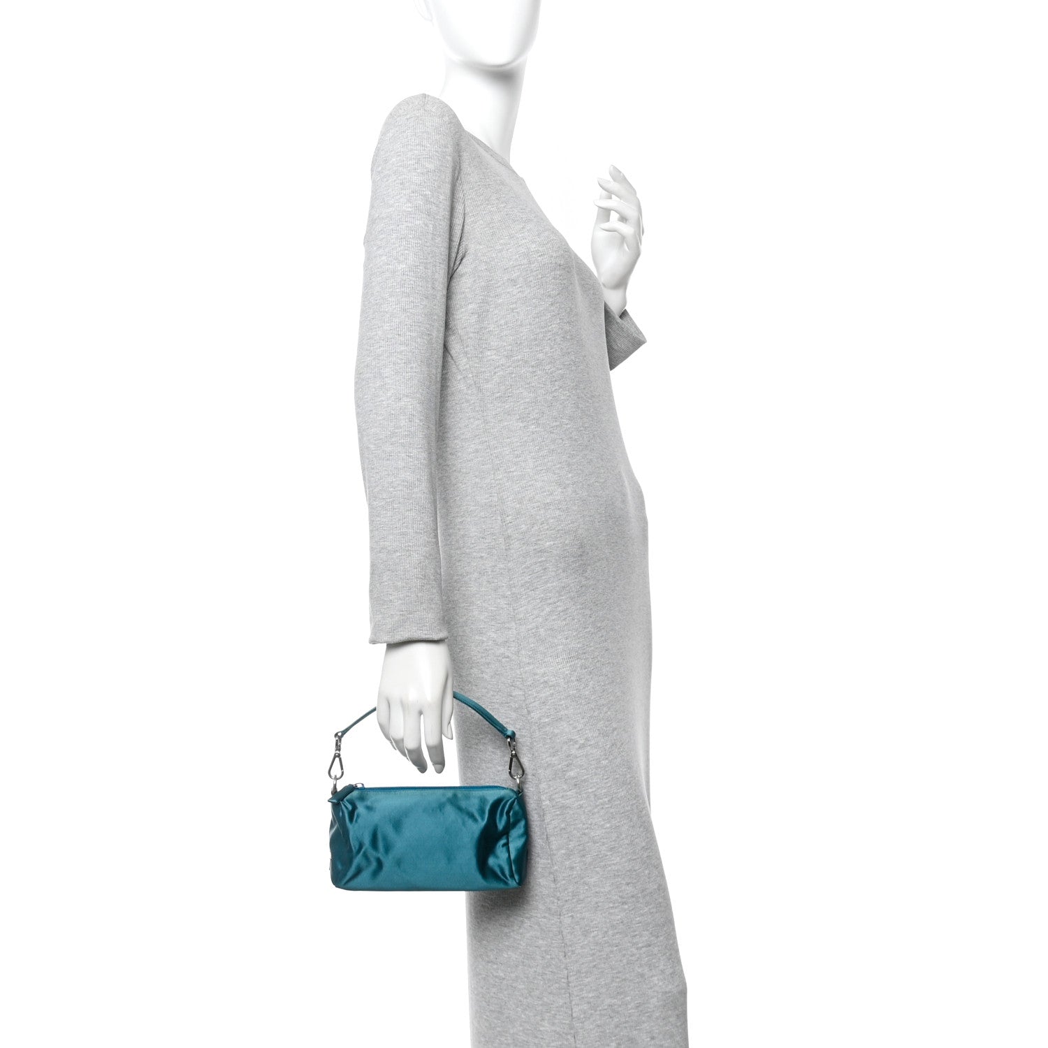Prada Satin Soft Evening Bag Turchese 2 of 12