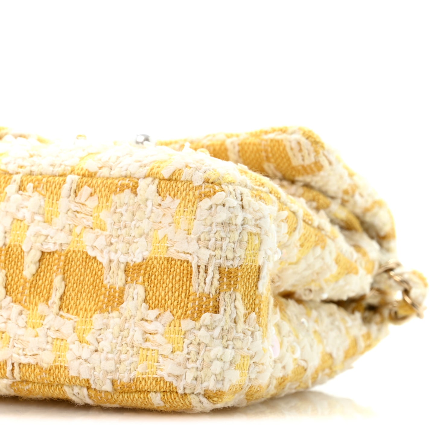Tweed Beaded Medium Double Flap  Yellow White