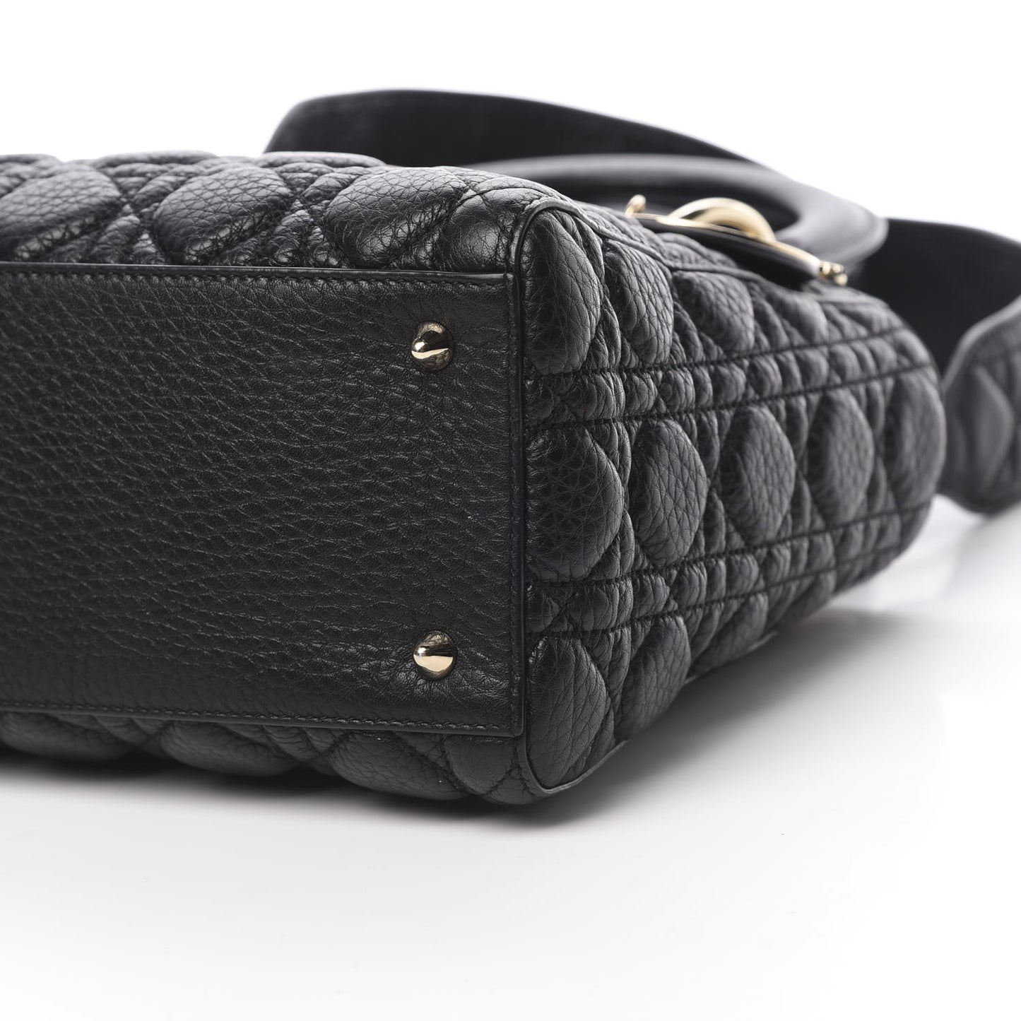 Grained Calfskin Cannage Medium Supple Lady Dior Black