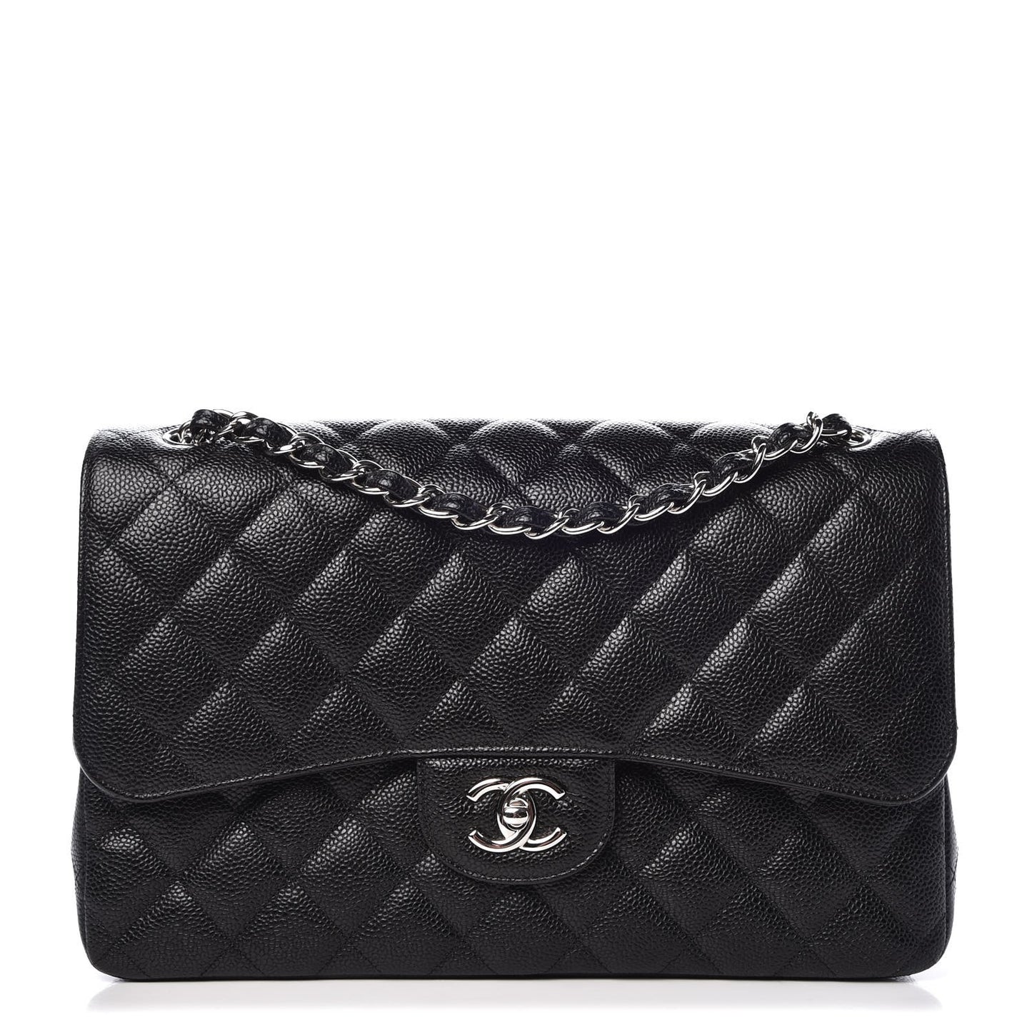 Caviar Quilted Jumbo Double Flap Black